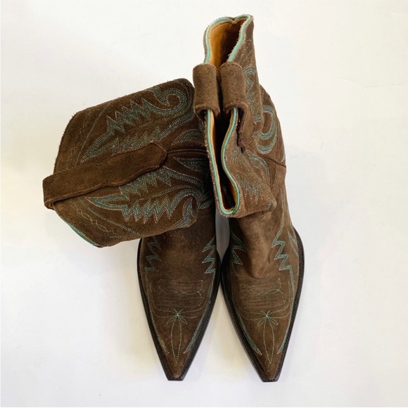 Old Gringo Letty Vesuvio Oryx genuine suede cowboy boots in Forrest green EUC - Picture 3 of 9